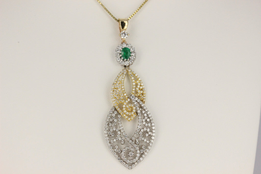 Vintage 14K Two-Tone Gold 253 Diamond Statement Pendant