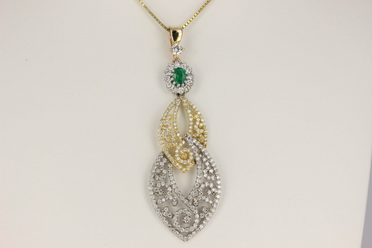 Vintage 14K Two-Tone Gold 253 Diamond Statement Pendant