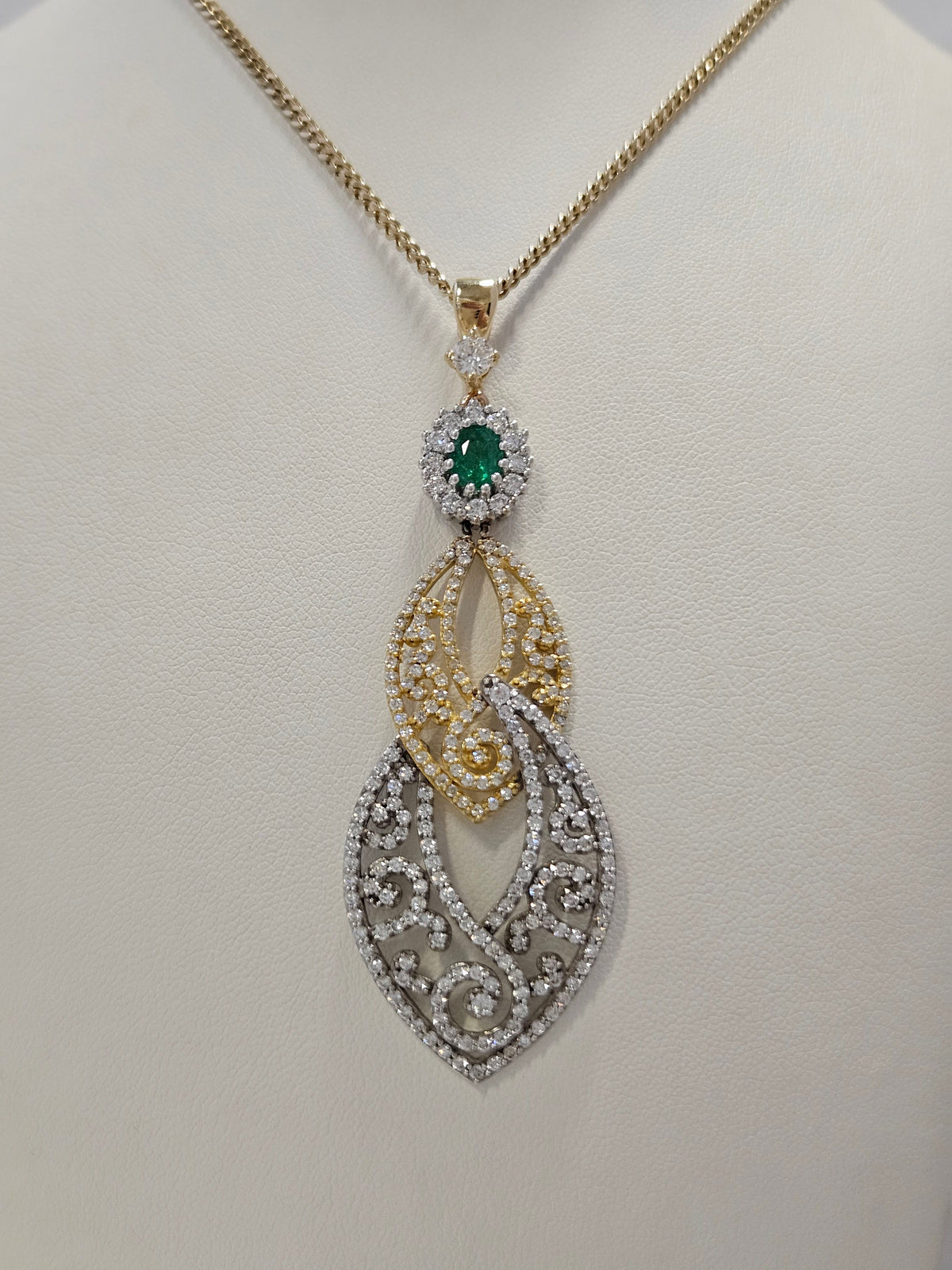 Vintage 14K Two-Tone Gold 253 Diamond Statement Pendant