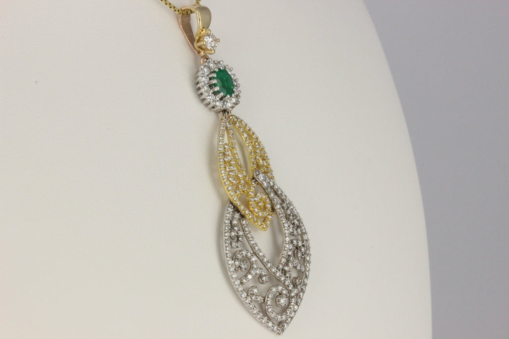 Vintage 14K Two-Tone Gold 253 Diamond Statement Pendant