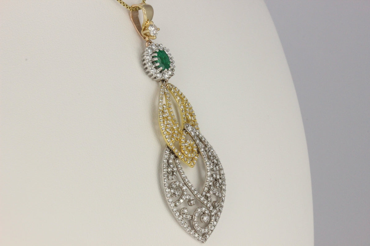 Vintage 14K Two-Tone Gold 253 Diamond Statement Pendant
