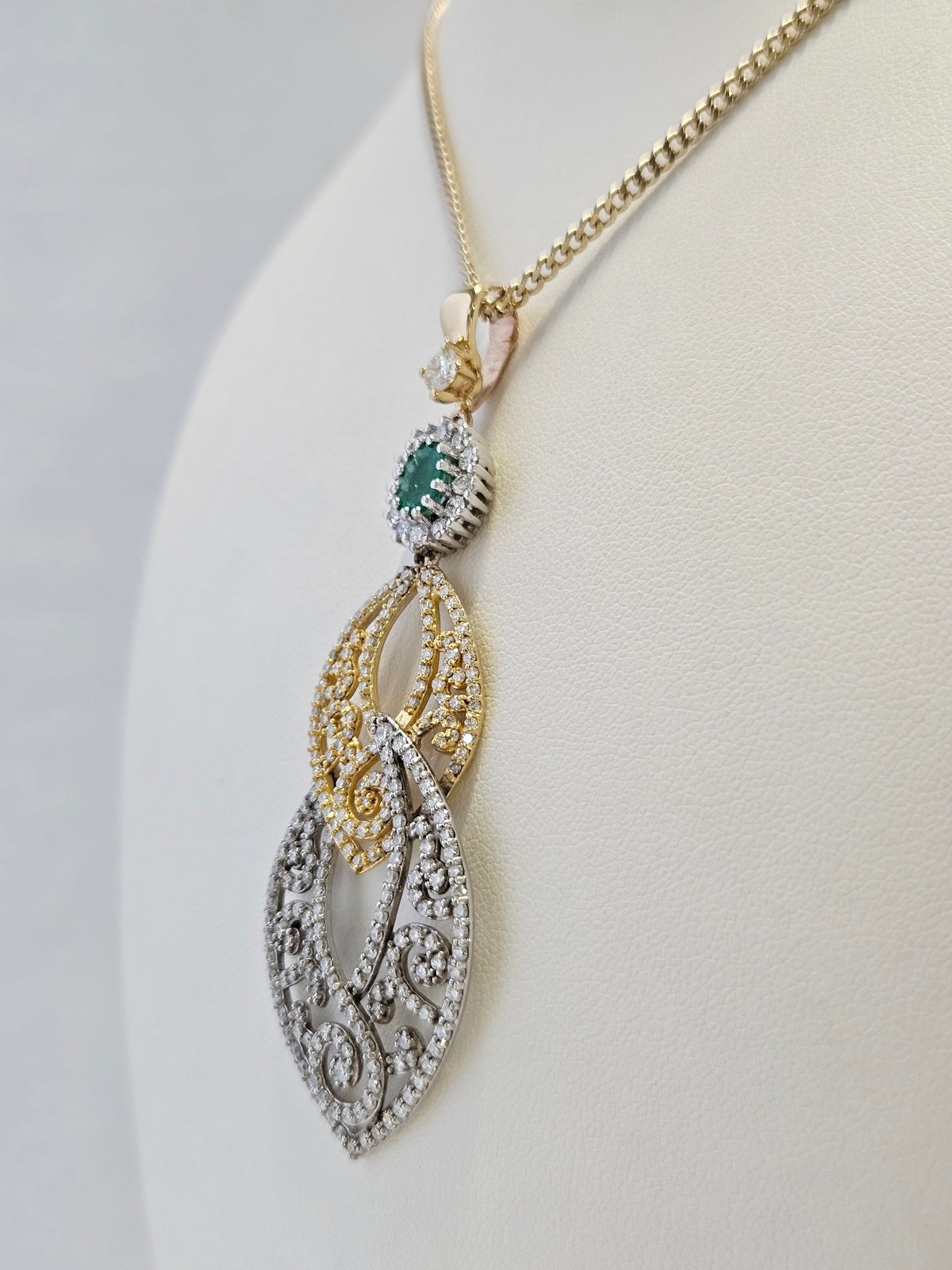 Vintage 14K Two-Tone Gold 253 Diamond Statement Pendant