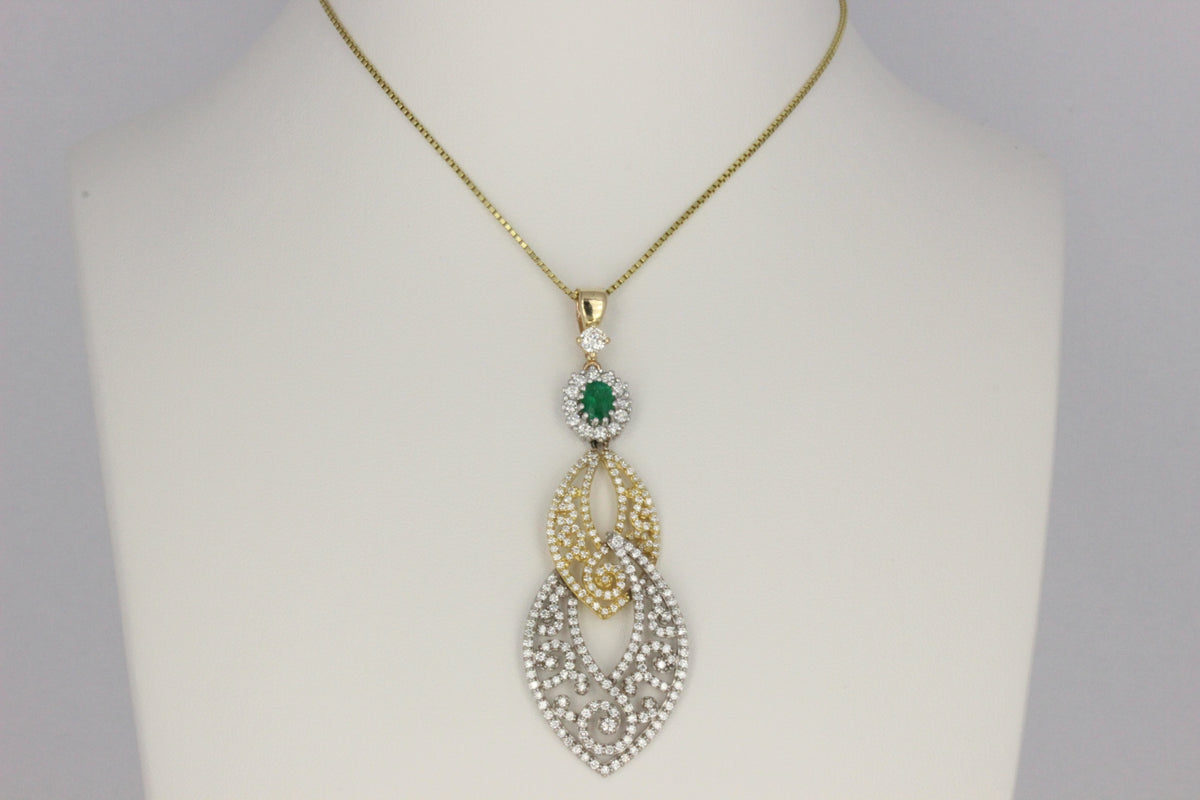 Vintage 14K Two-Tone Gold 253 Diamond Statement Pendant