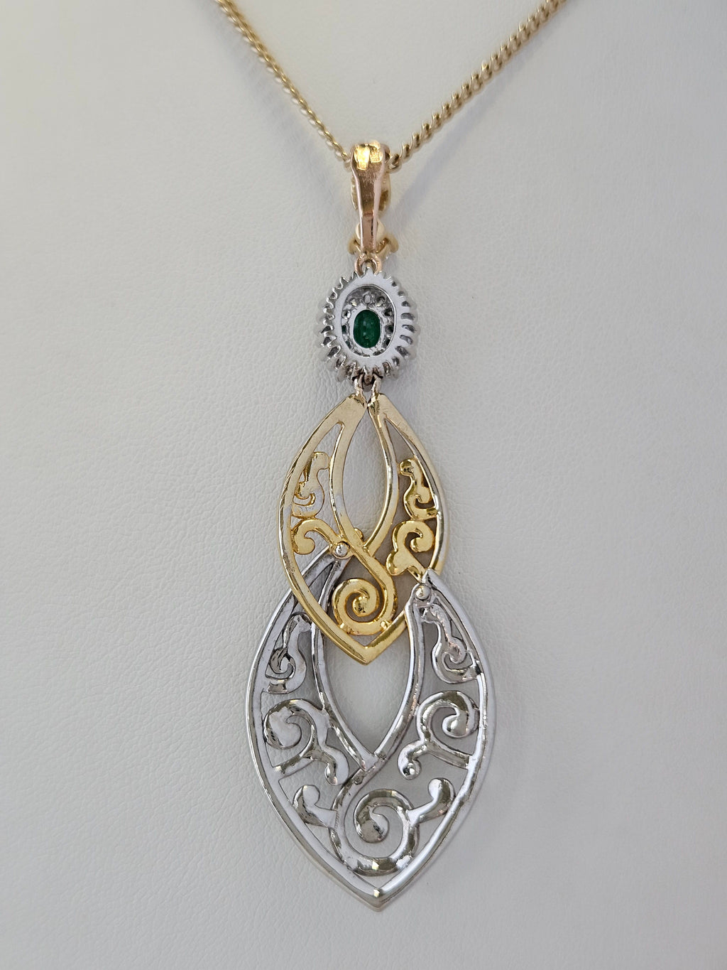 Vintage 14K Two-Tone Gold 253 Diamond Statement Pendant