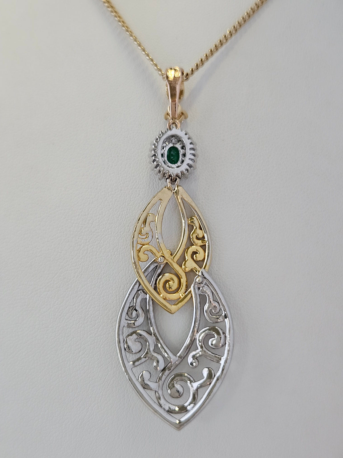 Vintage 14K Two-Tone Gold 253 Diamond Statement Pendant