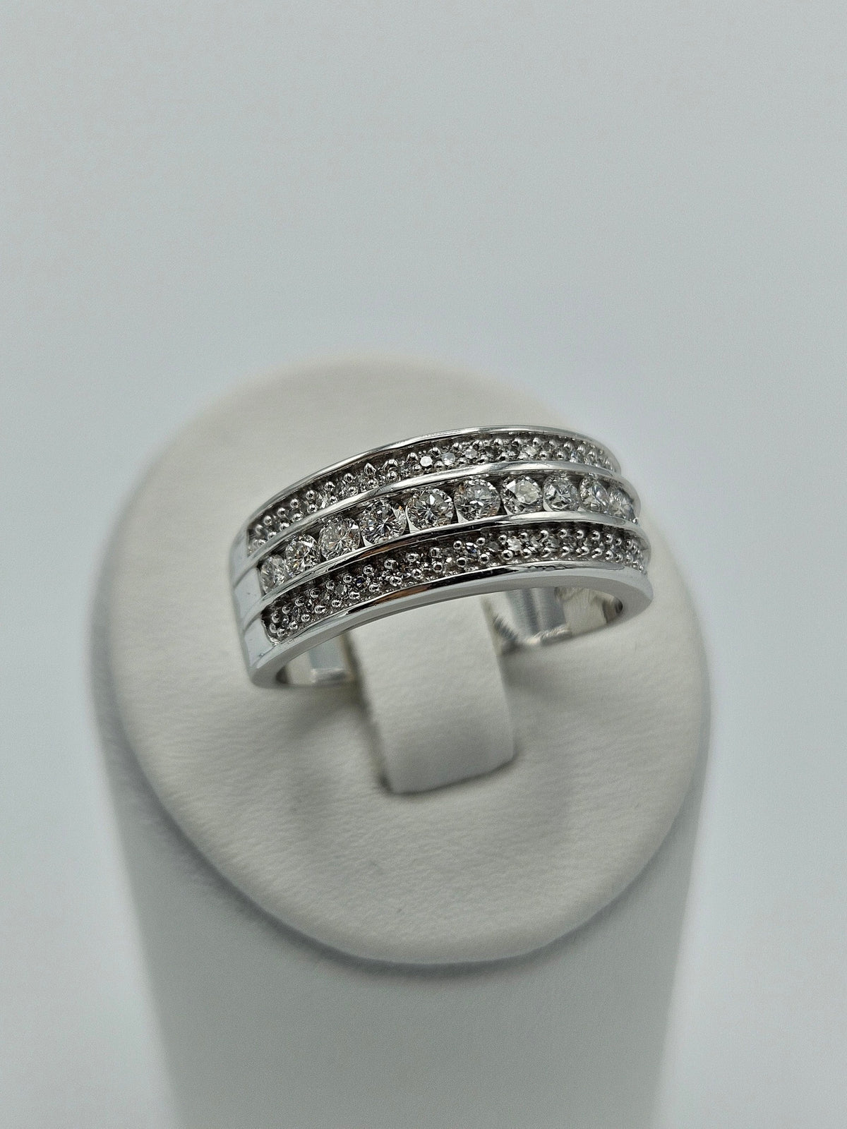 14K White Gold 57 Diamond Multi-Row Ring