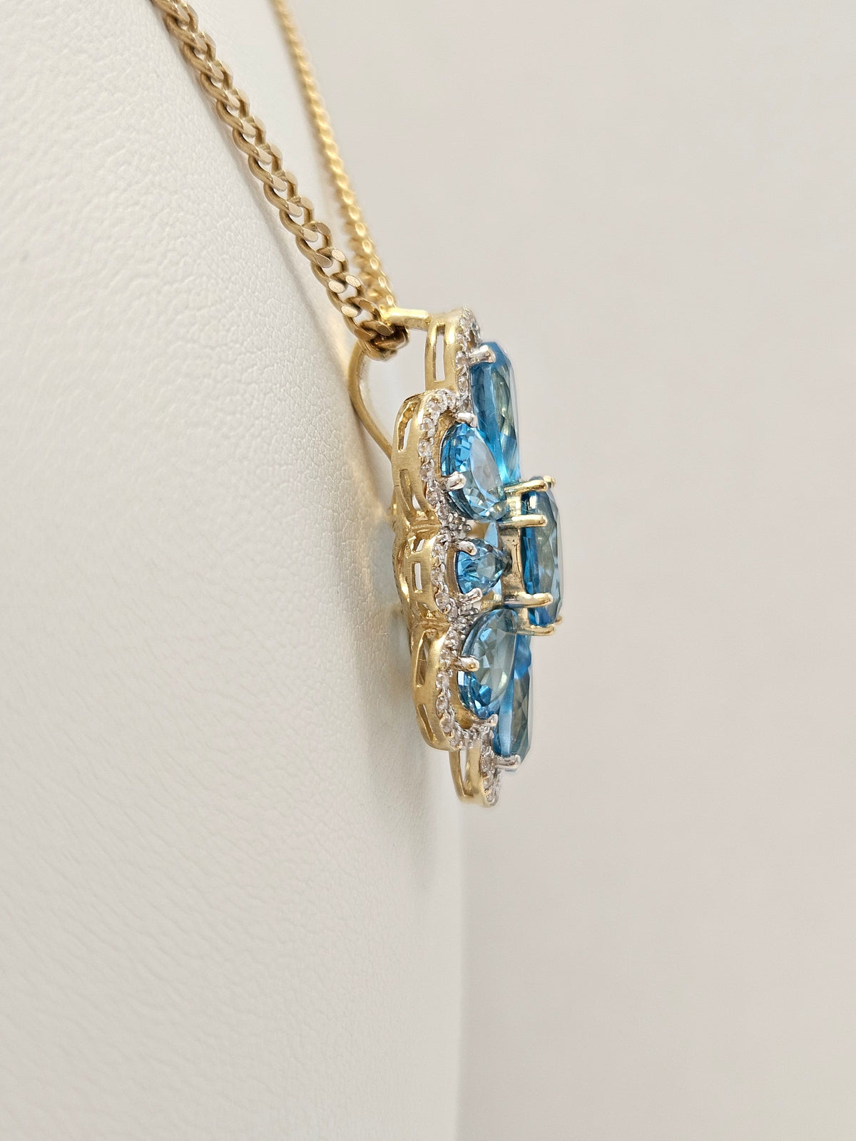 14K Gold Blue Gemstone Pendant