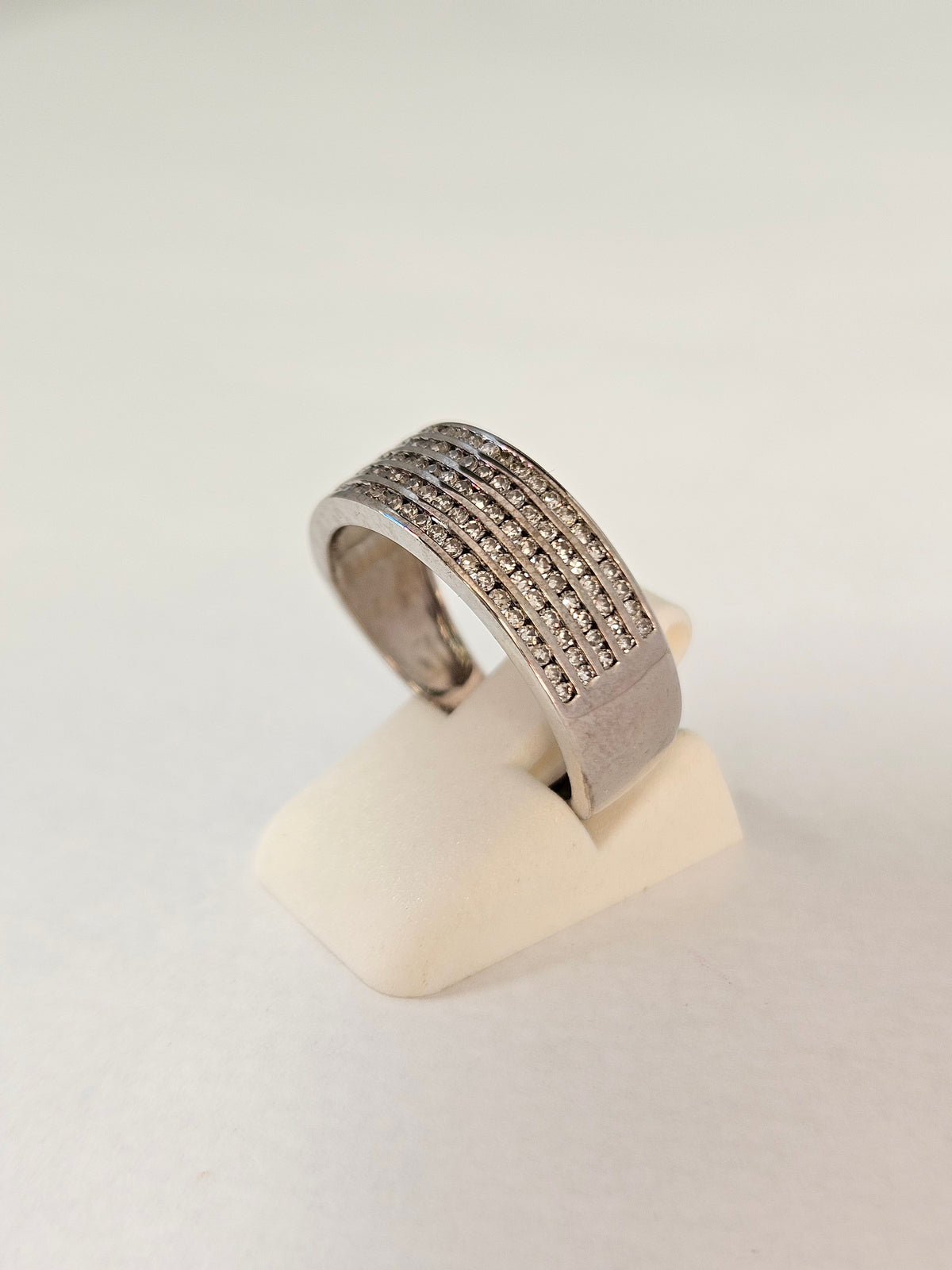 14K White Gold 100- Diamonds Wide Band Ring