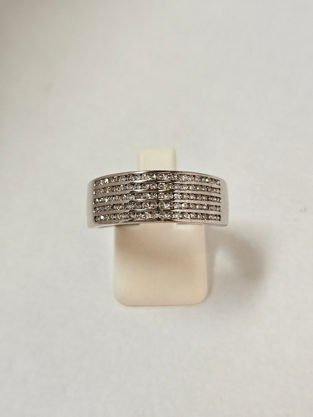 14K White Gold 100- Diamonds Wide Band Ring