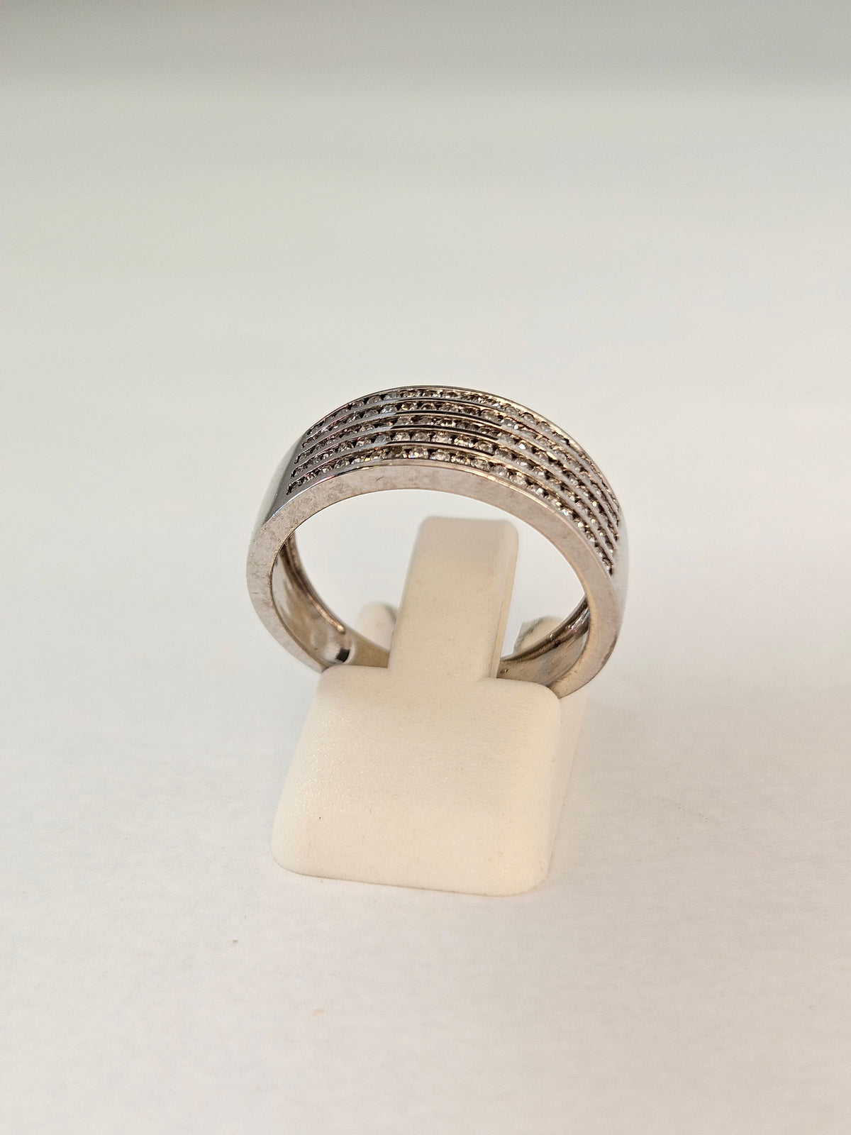 14K White Gold 100- Diamonds Wide Band Ring