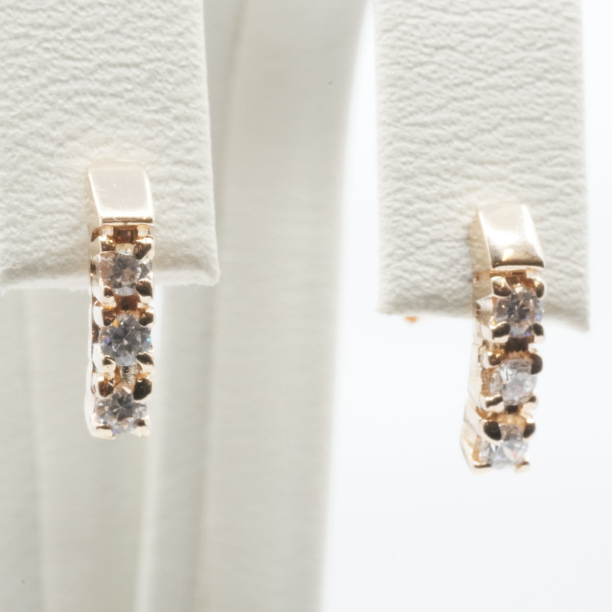 14K Gold Five-Stone Bar Stud Earrings