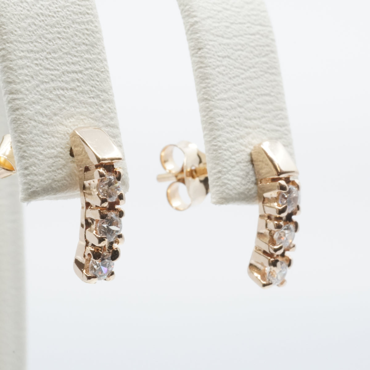 14K Gold Five-Stone Bar Stud Earrings