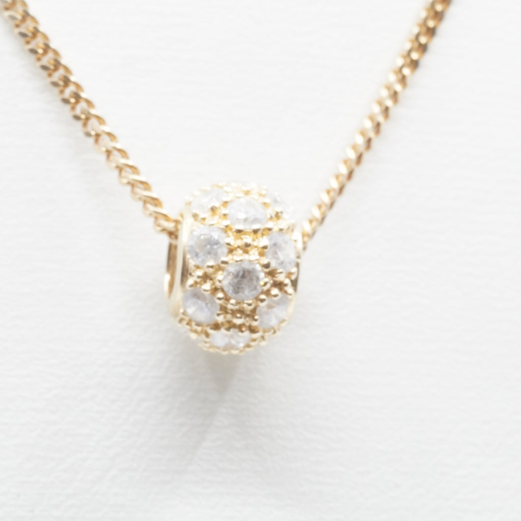 14K Gold Circular Pendant with Clear Stones