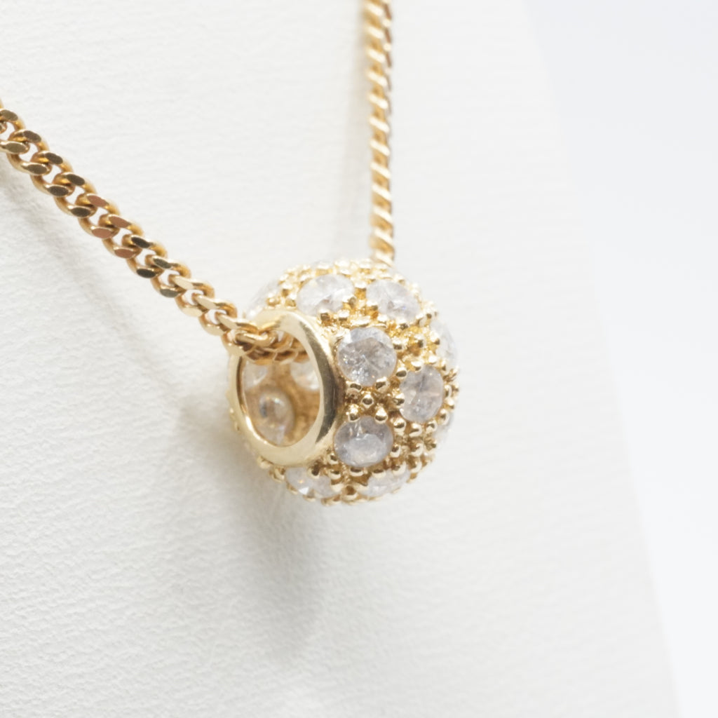 14K Gold Circular Pendant with Clear Stones