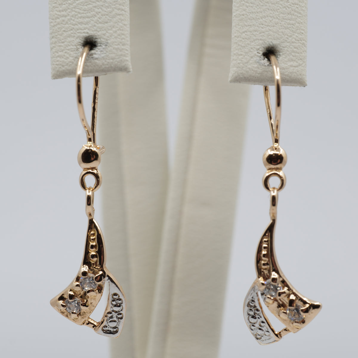 14K Gold Floral Fan Drop Earrings