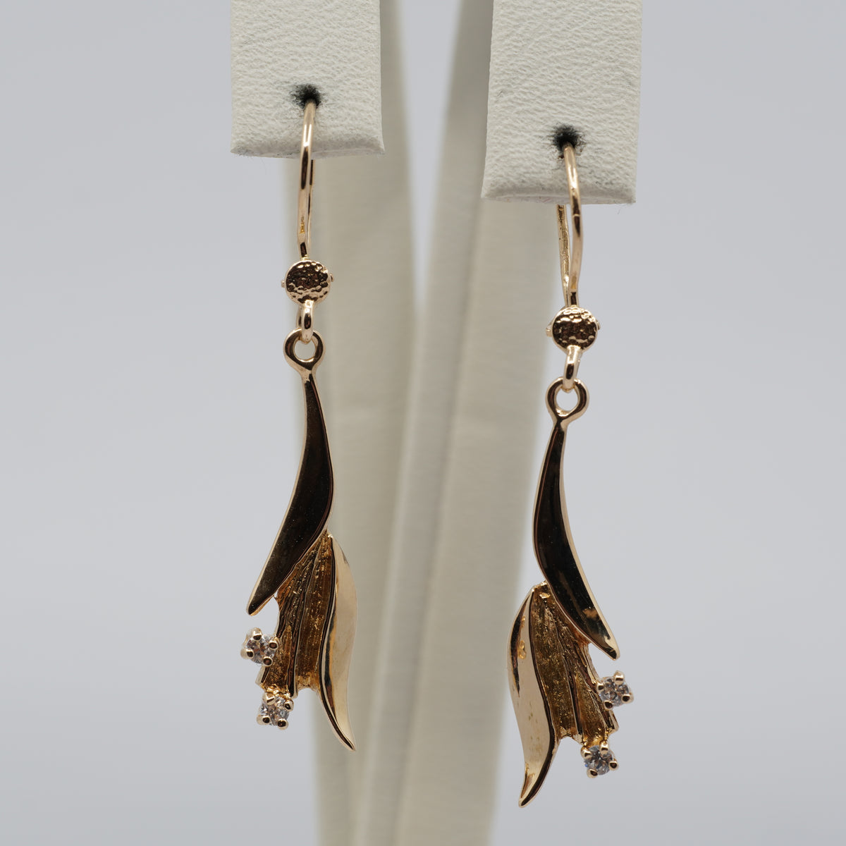 14K Gold Sculptural Floral Drop Earrings