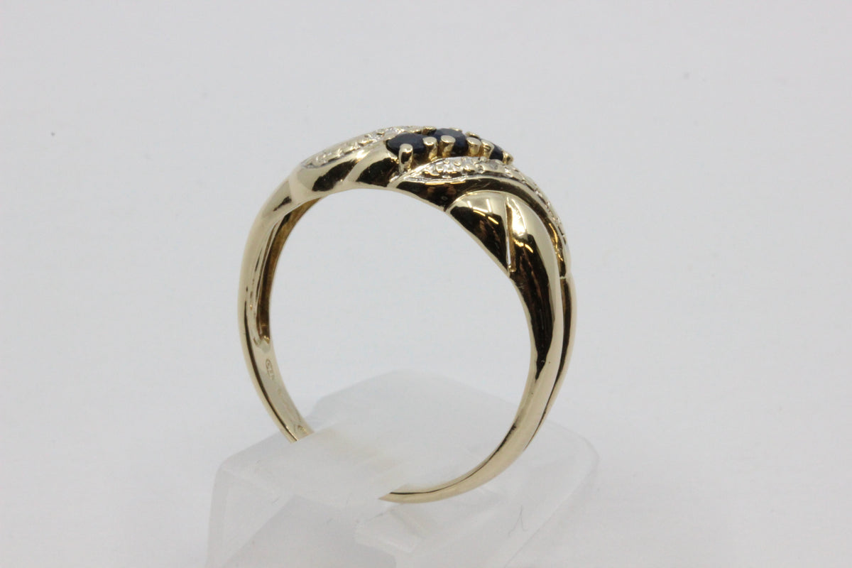 Vintage 1997 14K Gold Two Diamond Ring