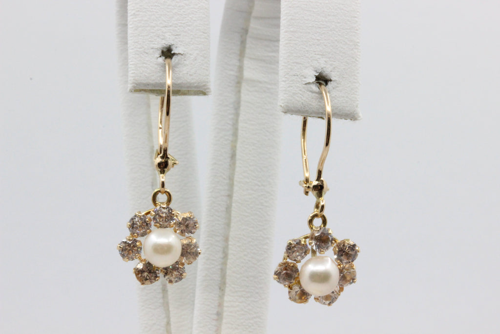 14K Gold Floral Drop Earrings