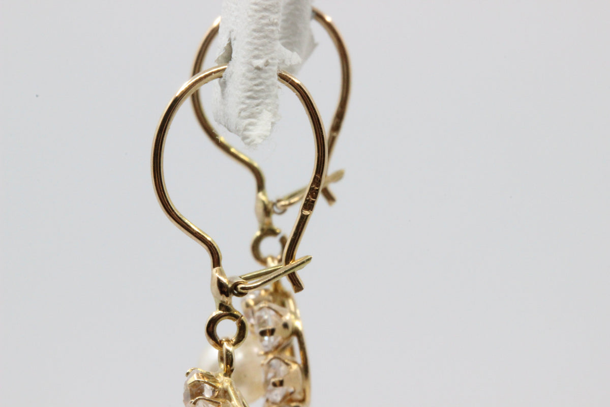 14K Gold Floral Drop Earrings
