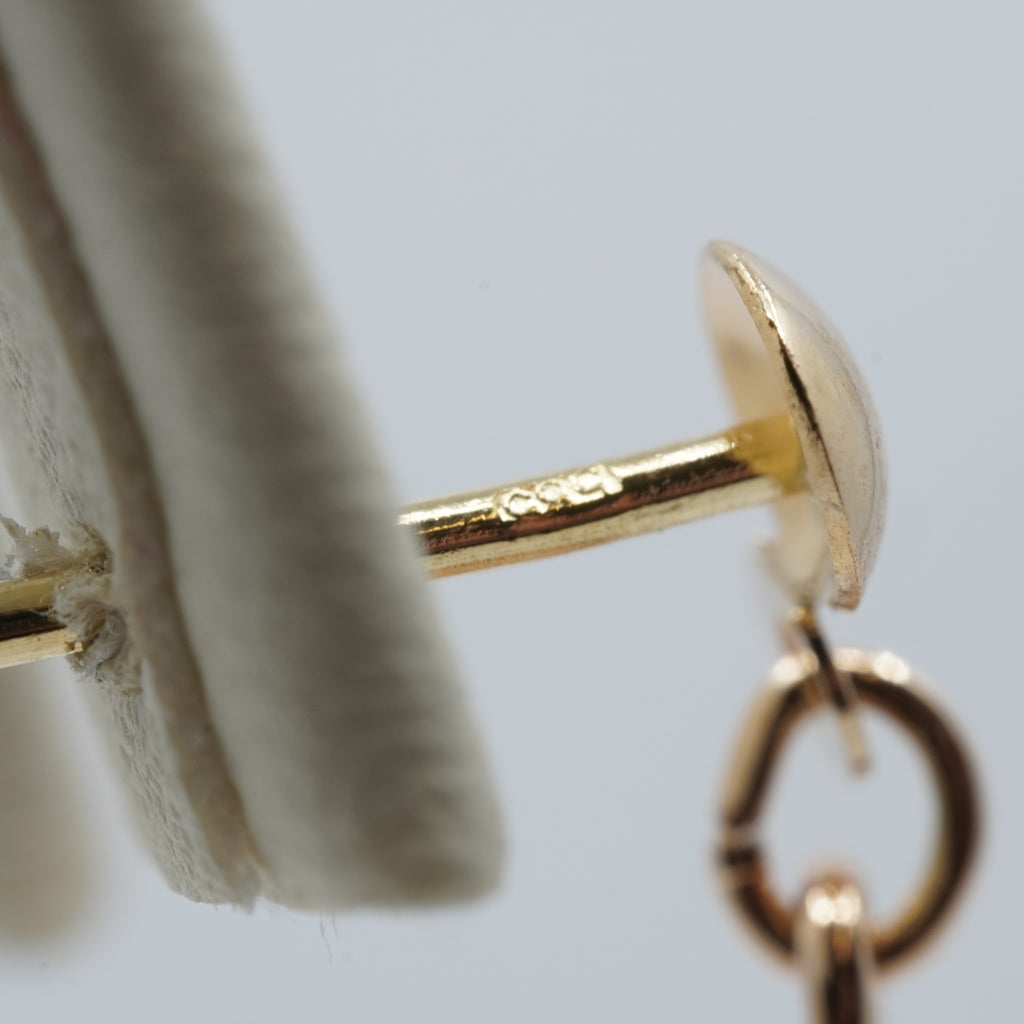 14K Gold Sculptural Clear Stone Drop Earrings