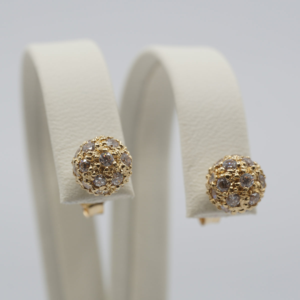 14K Gold Textured Dome Stud Earrings