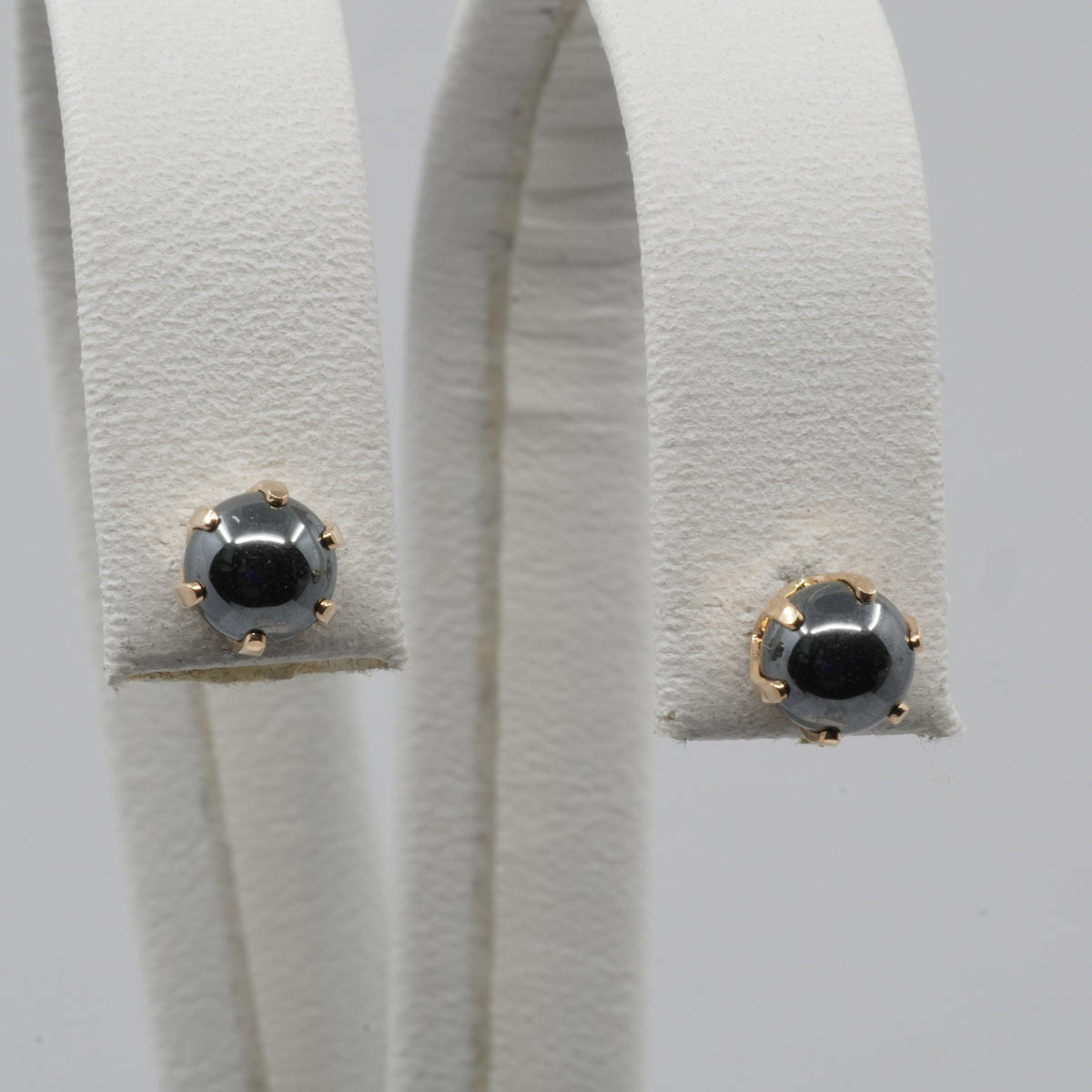 14K Gold Black Stone Stud Earrings