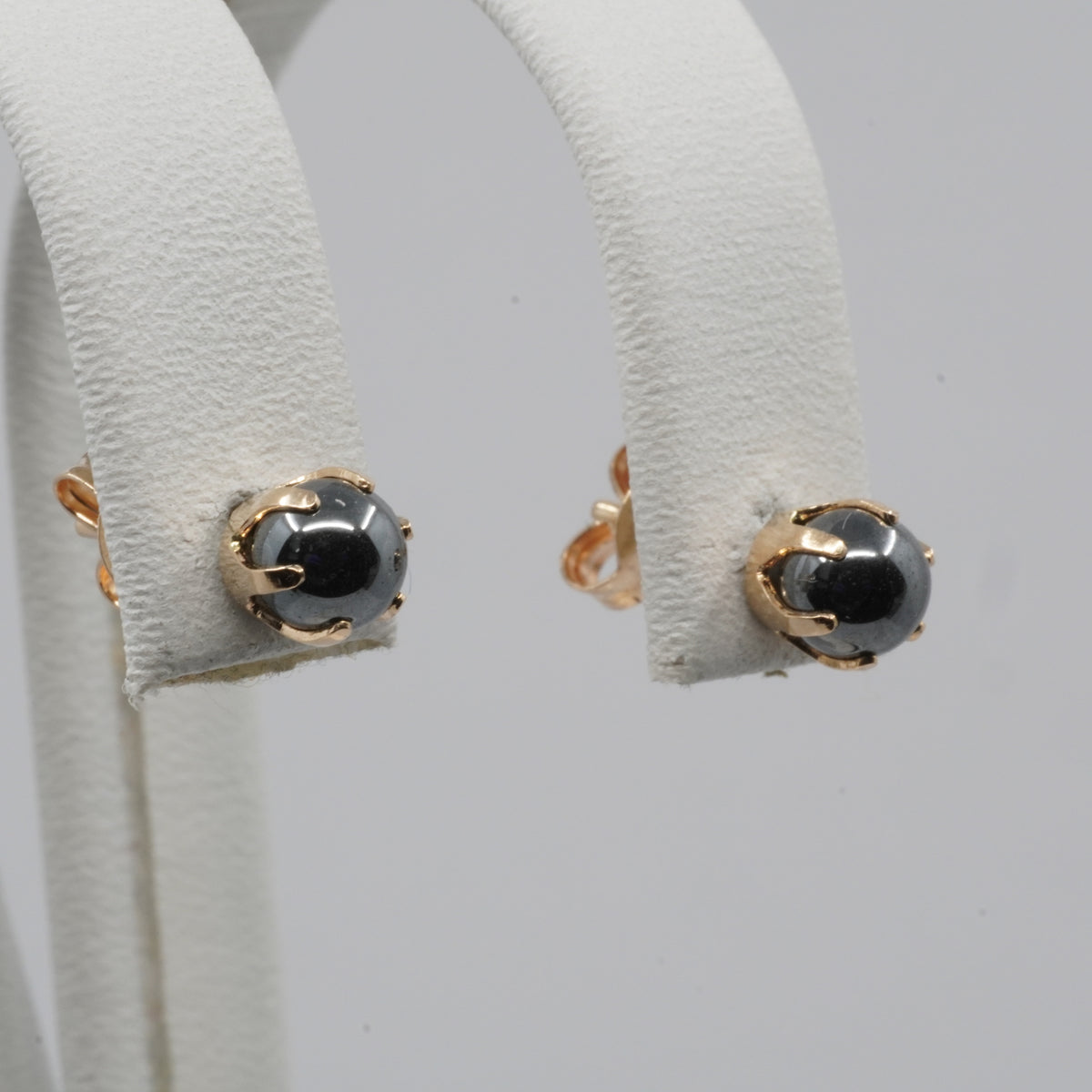 14K Gold Black Stone Stud Earrings
