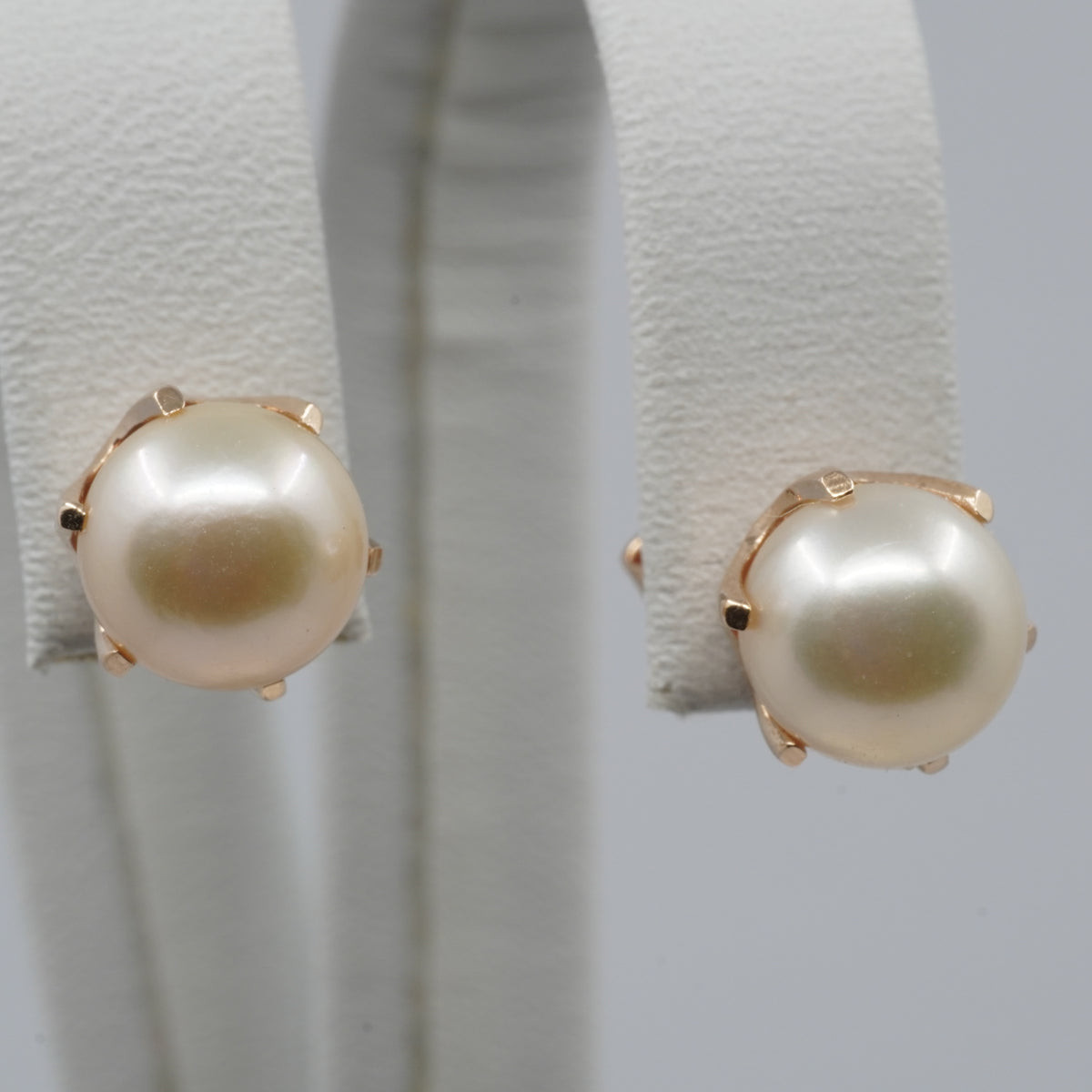 14K Gold Pearl Stud Earrings