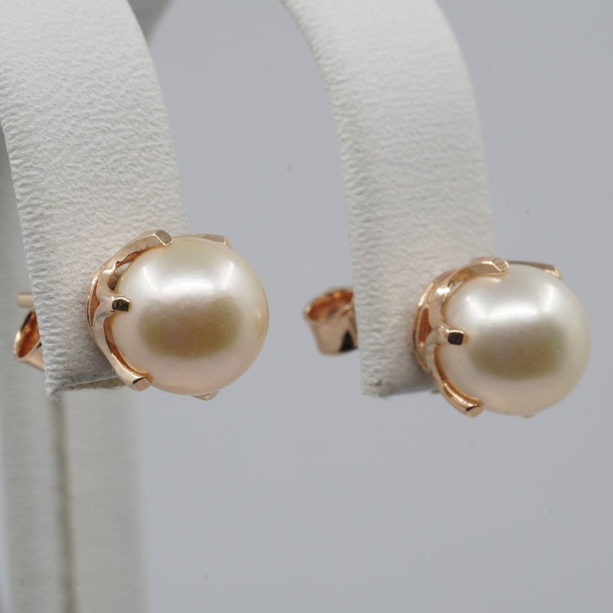 14K Gold Pearl Stud Earrings