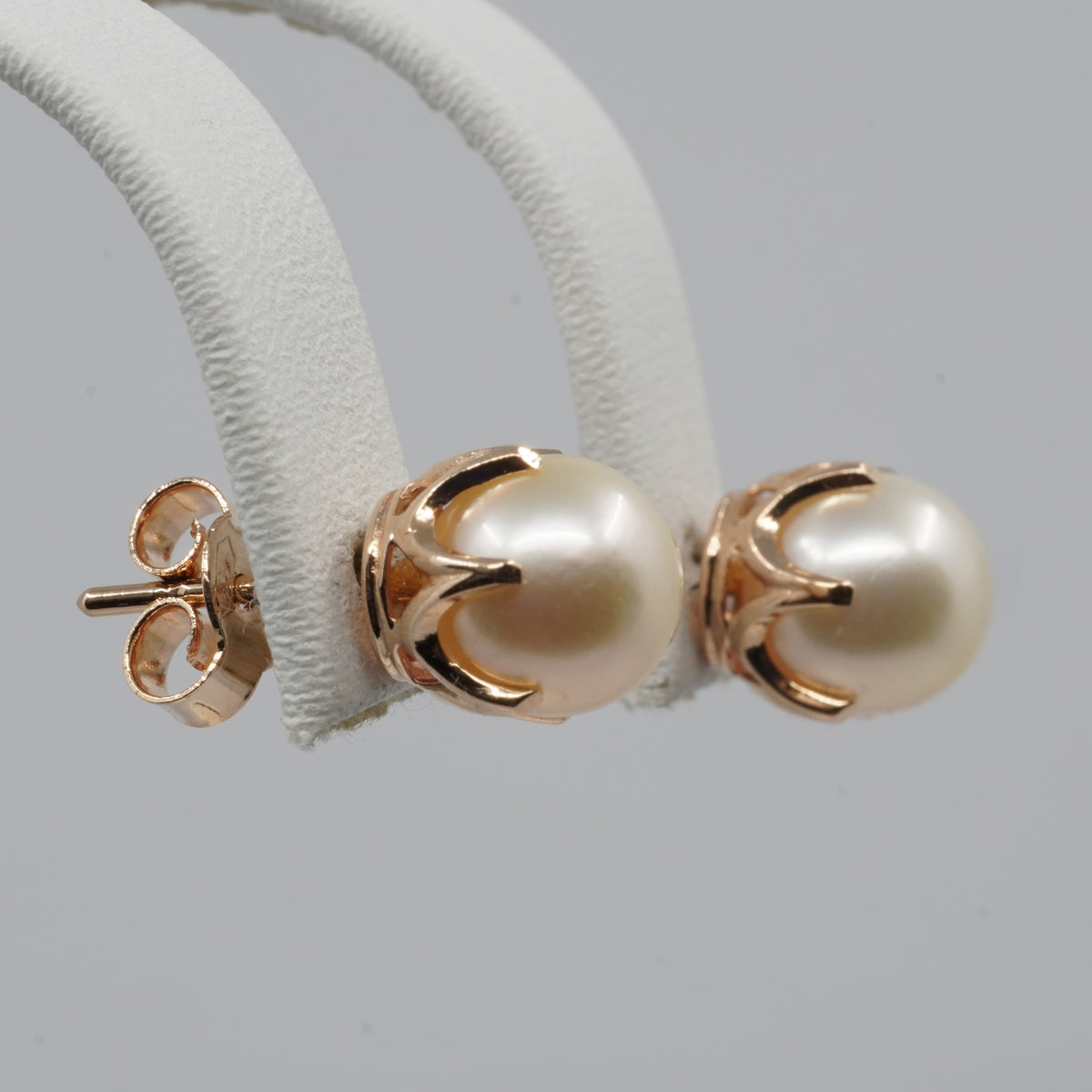 14K Gold Pearl Stud Earrings