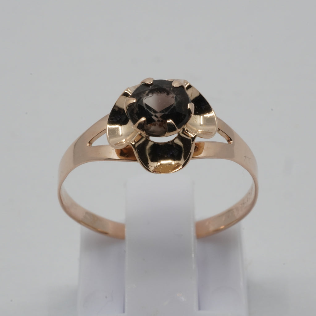 Vintage 1976 14K Gold Smoky Quartz Ring