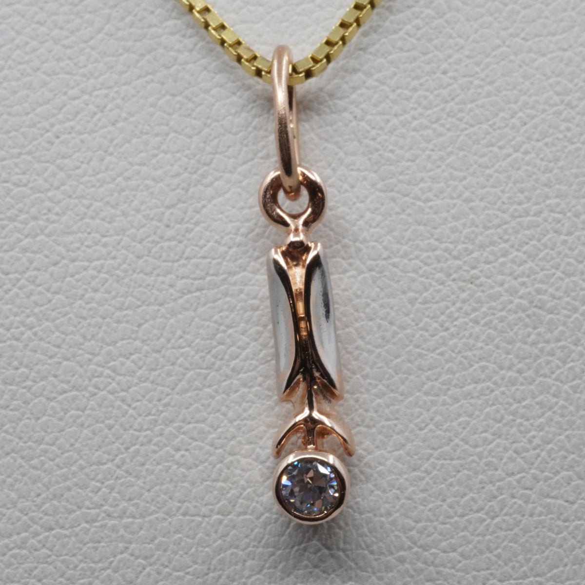 14K Gold Drop Pendant with Clear Stone