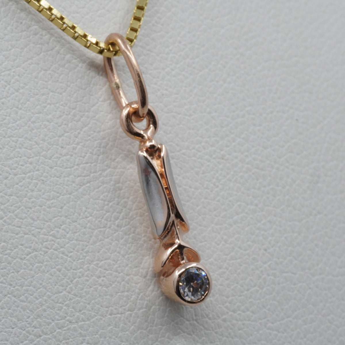 14K Gold Drop Pendant with Clear Stone