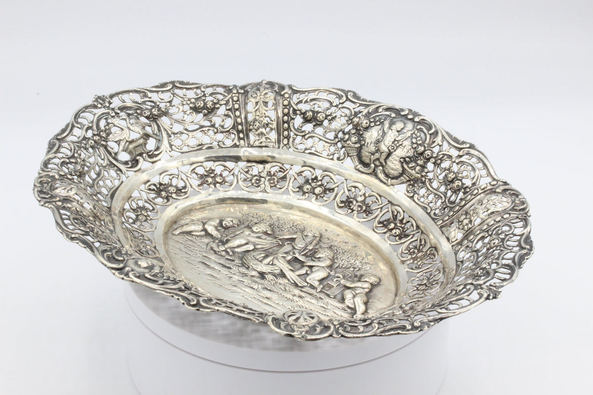 Vintage 800 Silver Ornate Decorative Dish