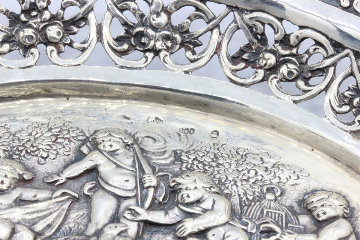 Vintage 800 Silver Ornate Decorative Dish