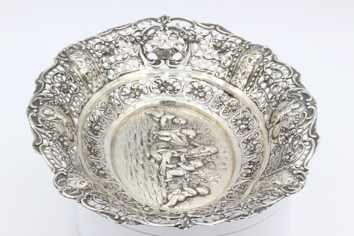 Vintage 800 Silver Ornate Decorative Dish