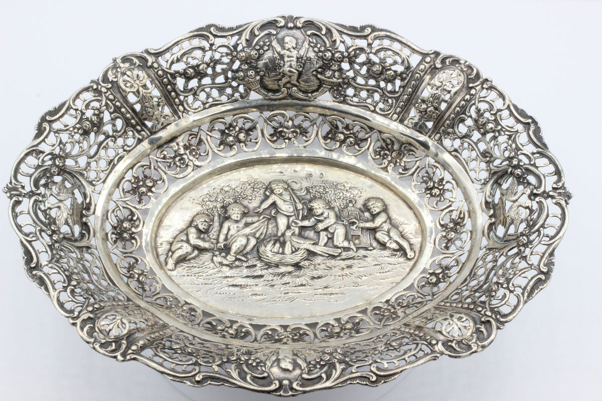 Vintage 800 Silver Ornate Decorative Dish