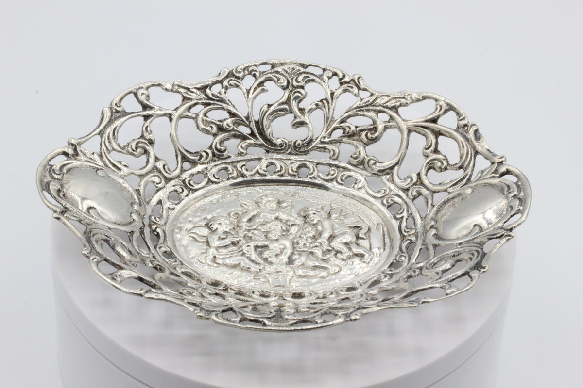 Vintage Swedish 830 Silver Ornate Dish