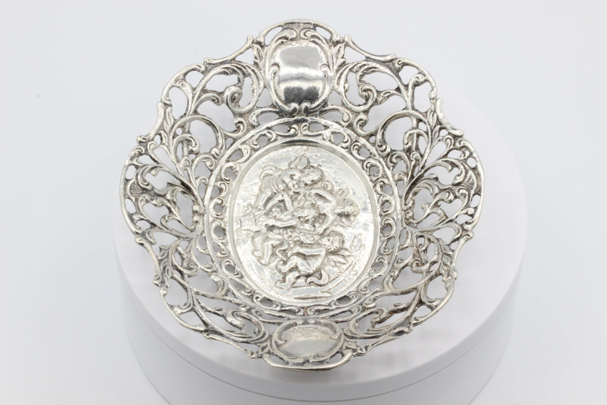 Vintage Swedish 830 Silver Ornate Dish